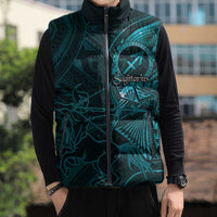 Personalised Polynesia Zodiac Sagittarius Sleeveless Puffer Jacket Galaxy Polynesian Pattern Chest Tattoo Style