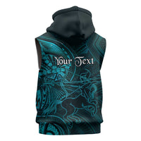 Personalised Polynesia Zodiac Sagittarius Sleeveless Zip Hoodie Galaxy Polynesian Pattern Chest Tattoo Style