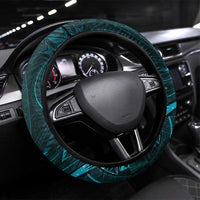 Polynesia Zodiac Sagittarius Steering Wheel Cover Galaxy Polynesian Pattern Chest Tattoo Style LT14 Universal Fit Cyan - Polynesian Pride
