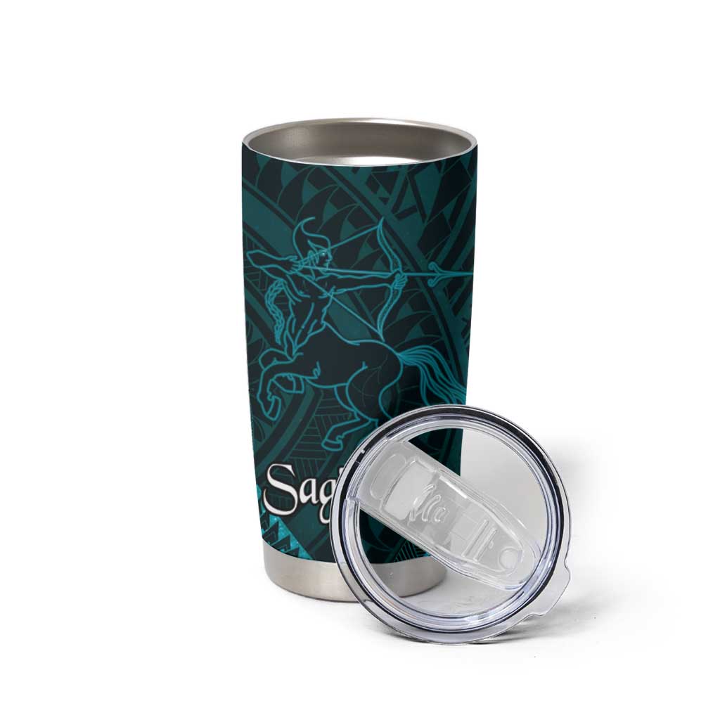 Personalised Polynesia Zodiac Sagittarius Tumbler Cup Galaxy Polynesian Pattern Chest Tattoo Style LT14 - Polynesian Pride