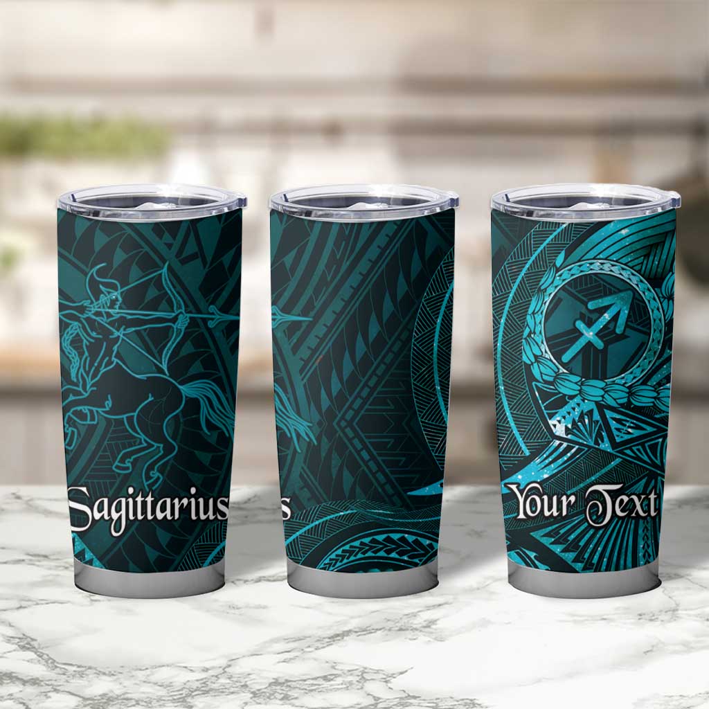 Personalised Polynesia Zodiac Sagittarius Tumbler Cup Galaxy Polynesian Pattern Chest Tattoo Style LT14 - Polynesian Pride