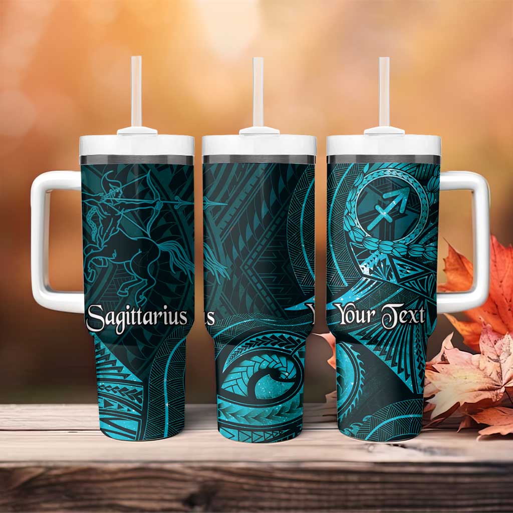 Personalised Polynesia Zodiac Sagittarius Tumbler With Handle Galaxy Polynesian Pattern Chest Tattoo Style LT14 - Polynesian Pride