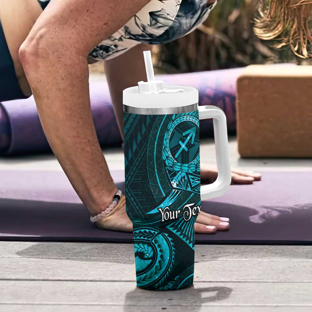 Personalised Polynesia Zodiac Sagittarius Tumbler With Handle Galaxy Polynesian Pattern Chest Tattoo Style LT14 - Polynesian Pride