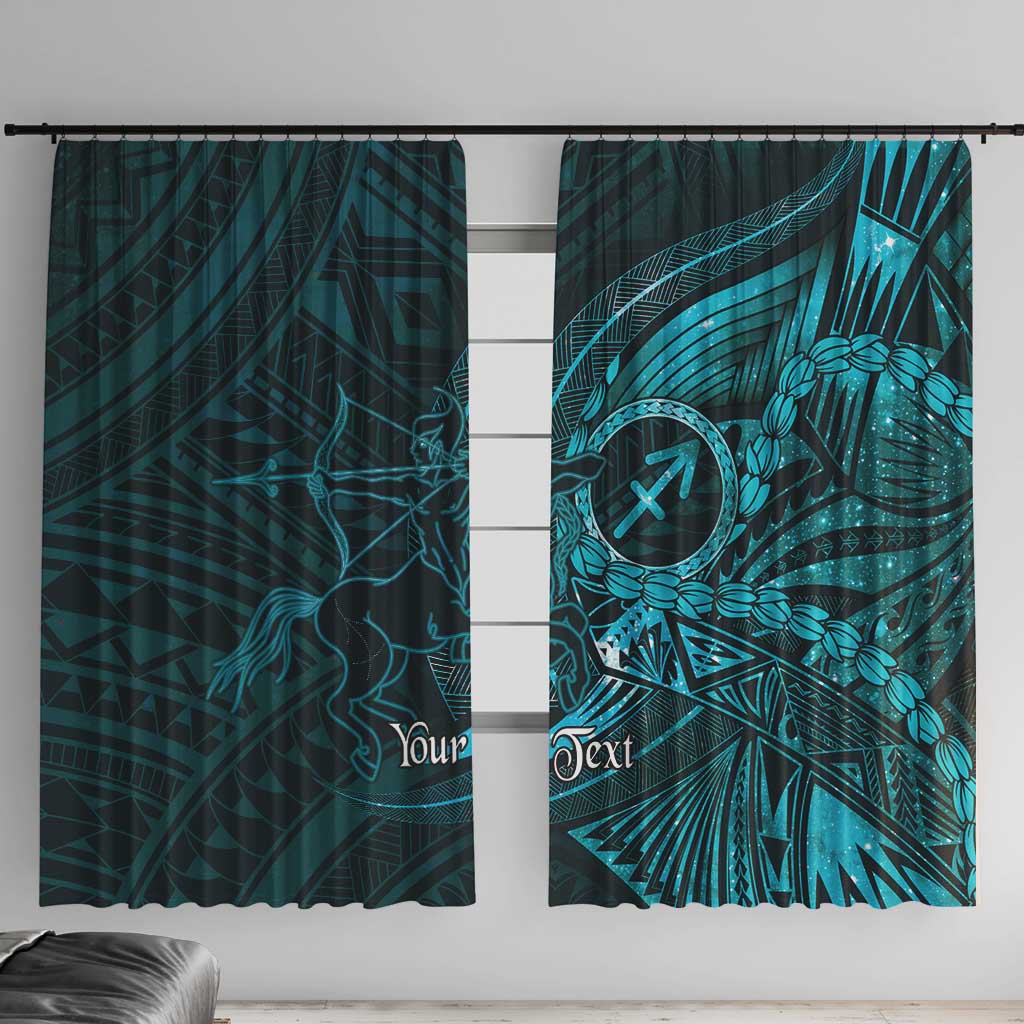 Personalised Polynesia Zodiac Sagittarius Window Curtain Galaxy Polynesian Pattern Chest Tattoo Style