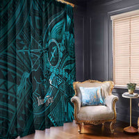 Personalised Polynesia Zodiac Sagittarius Window Curtain Galaxy Polynesian Pattern Chest Tattoo Style