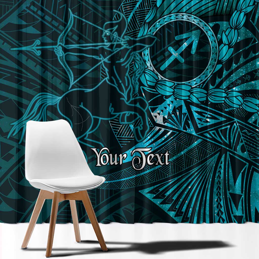 Personalised Polynesia Zodiac Sagittarius Window Curtain Galaxy Polynesian Pattern Chest Tattoo Style