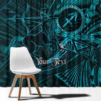 Personalised Polynesia Zodiac Sagittarius Window Curtain Galaxy Polynesian Pattern Chest Tattoo Style