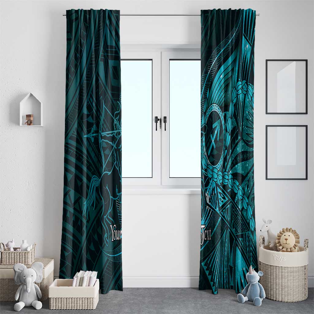 Personalised Polynesia Zodiac Sagittarius Window Curtain Galaxy Polynesian Pattern Chest Tattoo Style