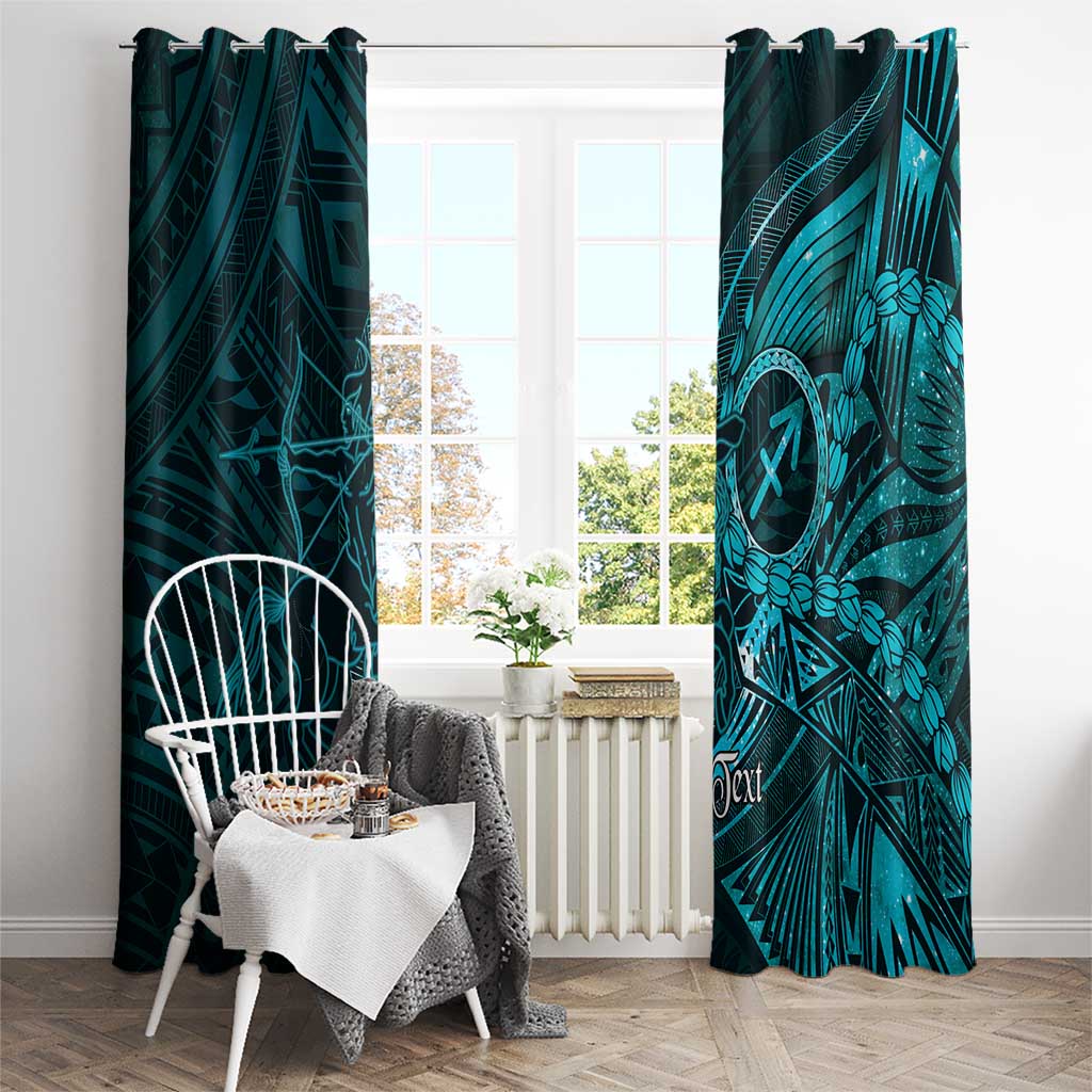 Personalised Polynesia Zodiac Sagittarius Window Curtain Galaxy Polynesian Pattern Chest Tattoo Style