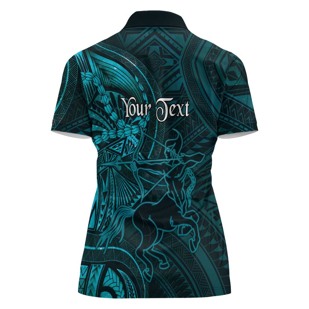 Personalised Polynesia Zodiac Sagittarius Women Polo Shirt Galaxy Polynesian Pattern Chest Tattoo Style LT14 - Polynesian Pride
