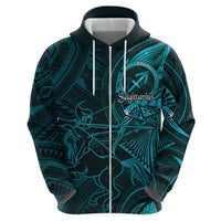 Personalised Polynesia Zodiac Sagittarius Zip Hoodie Galaxy Polynesian Pattern Chest Tattoo Style LT14 - Polynesian Pride