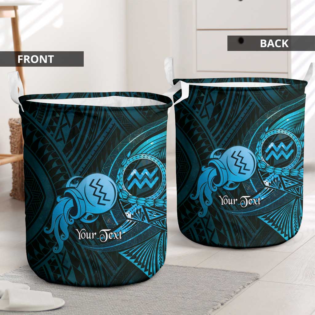 Personalised Polynesia Zodiac Aquarius Laundry Basket Galaxy Polynesian Pattern Chest Tattoo Style LT14 - Polynesian Pride