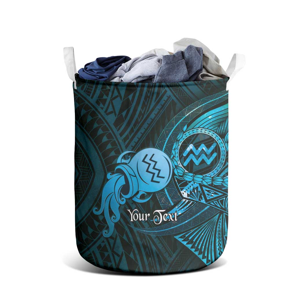 Personalised Polynesia Zodiac Aquarius Laundry Basket Galaxy Polynesian Pattern Chest Tattoo Style LT14 - Polynesian Pride