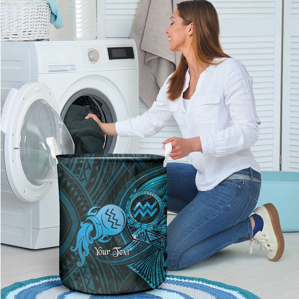 Personalised Polynesia Zodiac Aquarius Laundry Basket Galaxy Polynesian Pattern Chest Tattoo Style LT14 - Polynesian Pride