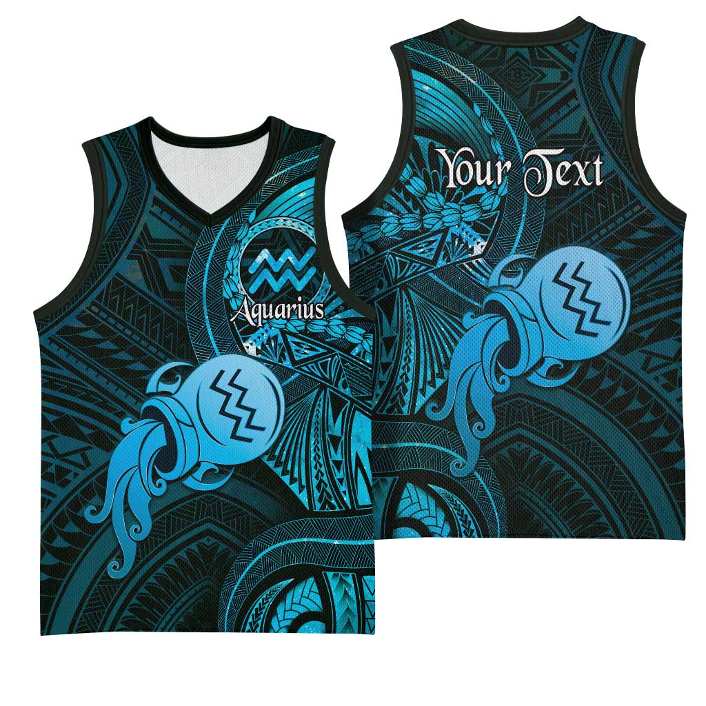 Personalised Polynesia Zodiac Aquarius Basketball Jersey Galaxy Polynesian Pattern Chest Tattoo Style LT14 - Polynesian Pride