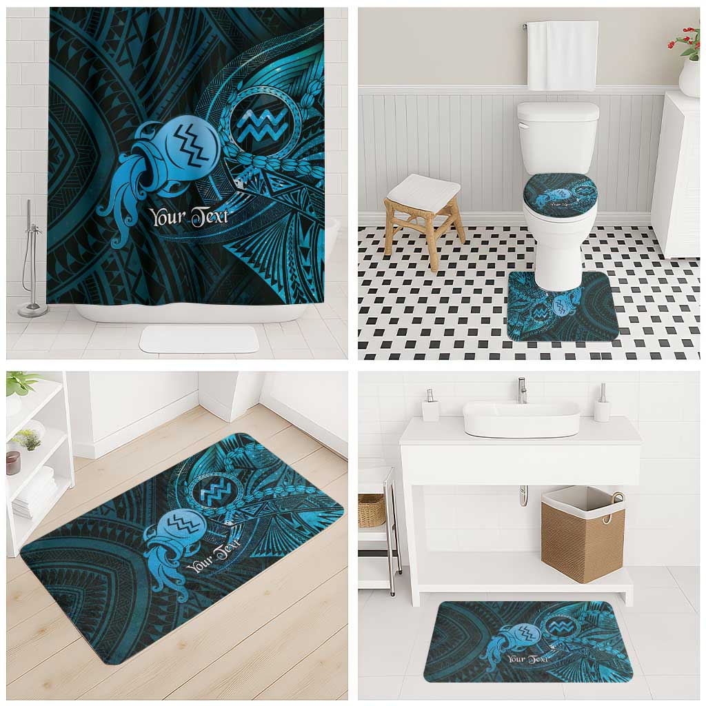 Personalised Polynesia Zodiac Aquarius Bathroom Set Galaxy Polynesian Pattern Chest Tattoo Style LT14 - Polynesian Pride