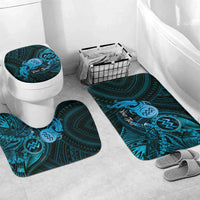Personalised Polynesia Zodiac Aquarius Bathroom Set Galaxy Polynesian Pattern Chest Tattoo Style LT14 Mat Set Only (3 pcs) One Size Blue - Polynesian Pride