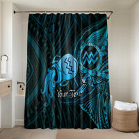 Personalised Polynesia Zodiac Aquarius Bathroom Set Galaxy Polynesian Pattern Chest Tattoo Style LT14 Shower Curtain Only Blue - Polynesian Pride