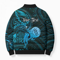 Personalised Polynesia Zodiac Aquarius Bomber Puffer Jacket Galaxy Polynesian Pattern Chest Tattoo Style