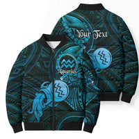 Personalised Polynesia Zodiac Aquarius Bomber Puffer Jacket Galaxy Polynesian Pattern Chest Tattoo Style