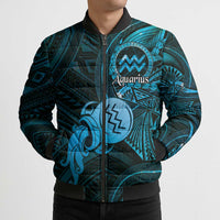 Personalised Polynesia Zodiac Aquarius Bomber Puffer Jacket Galaxy Polynesian Pattern Chest Tattoo Style