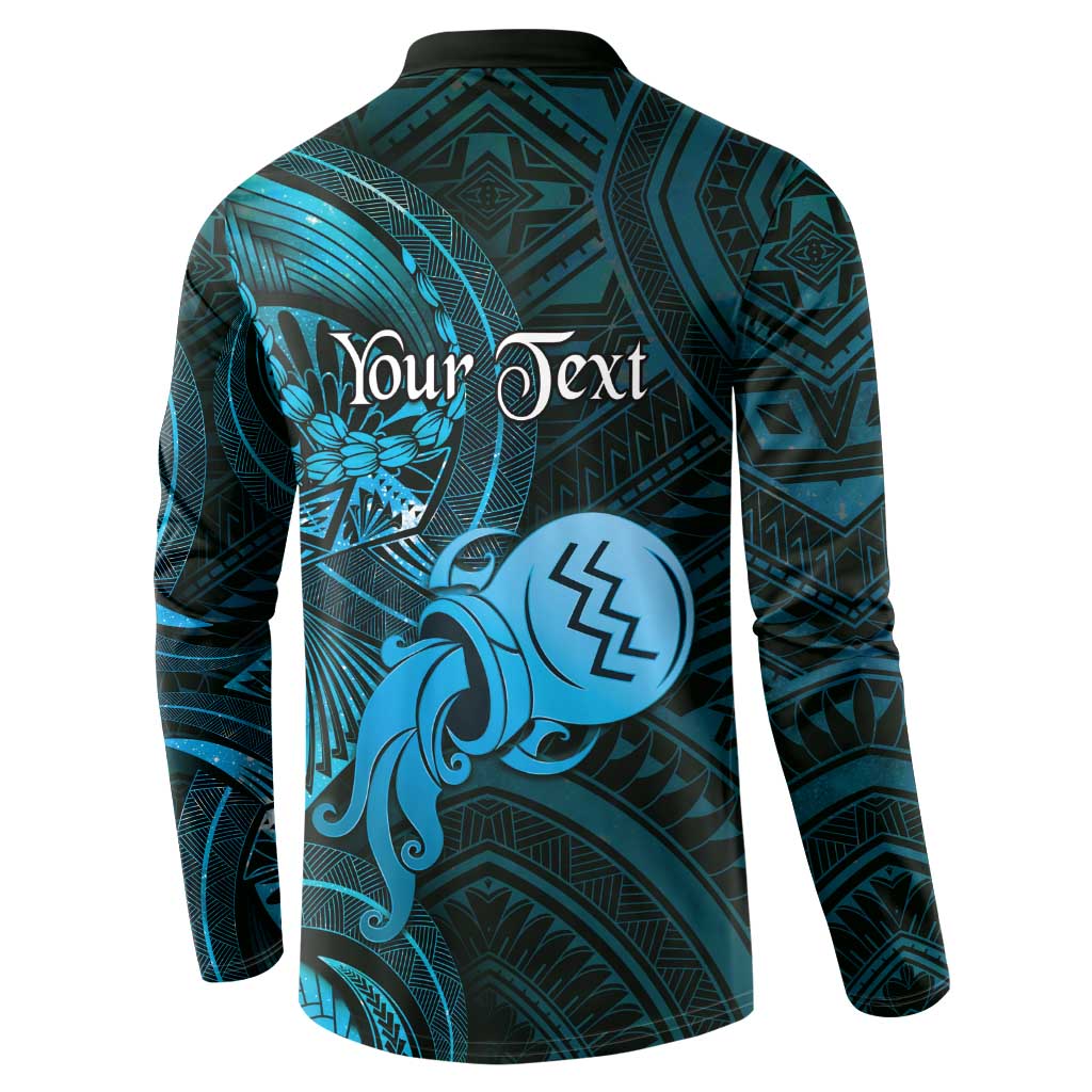 Personalised Polynesia Zodiac Aquarius Button Sweatshirt Galaxy Polynesian Pattern Chest Tattoo Style LT14 - Polynesian Pride