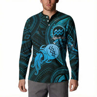 Personalised Polynesia Zodiac Aquarius Button Sweatshirt Galaxy Polynesian Pattern Chest Tattoo Style LT14 - Polynesian Pride