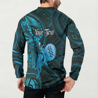Personalised Polynesia Zodiac Aquarius Button Sweatshirt Galaxy Polynesian Pattern Chest Tattoo Style LT14 - Polynesian Pride