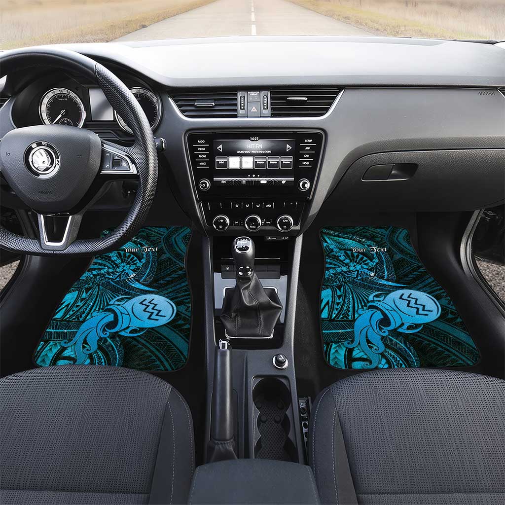Personalised Polynesia Zodiac Aquarius Car Mats Galaxy Polynesian Pattern Chest Tattoo Style LT14 Set 2pcs - Front Blue - Polynesian Pride