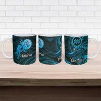 Personalised Polynesia Zodiac Aquarius Ceramic Mug Galaxy Polynesian Pattern Chest Tattoo Style LT14 - Polynesian Pride
