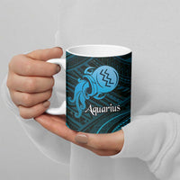 Personalised Polynesia Zodiac Aquarius Ceramic Mug Galaxy Polynesian Pattern Chest Tattoo Style LT14 - Polynesian Pride