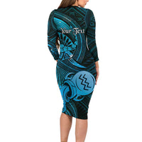 Personalised Polynesia Zodiac Aquarius Family Matching Long Sleeve Bodycon Dress and Hawaiian Shirt Galaxy Polynesian Pattern Chest Tattoo Style LT14 - Polynesian Pride