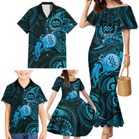 Personalised Polynesia Zodiac Aquarius Family Matching Mermaid Dress and Hawaiian Shirt Galaxy Polynesian Pattern Chest Tattoo Style LT14 - Polynesian Pride