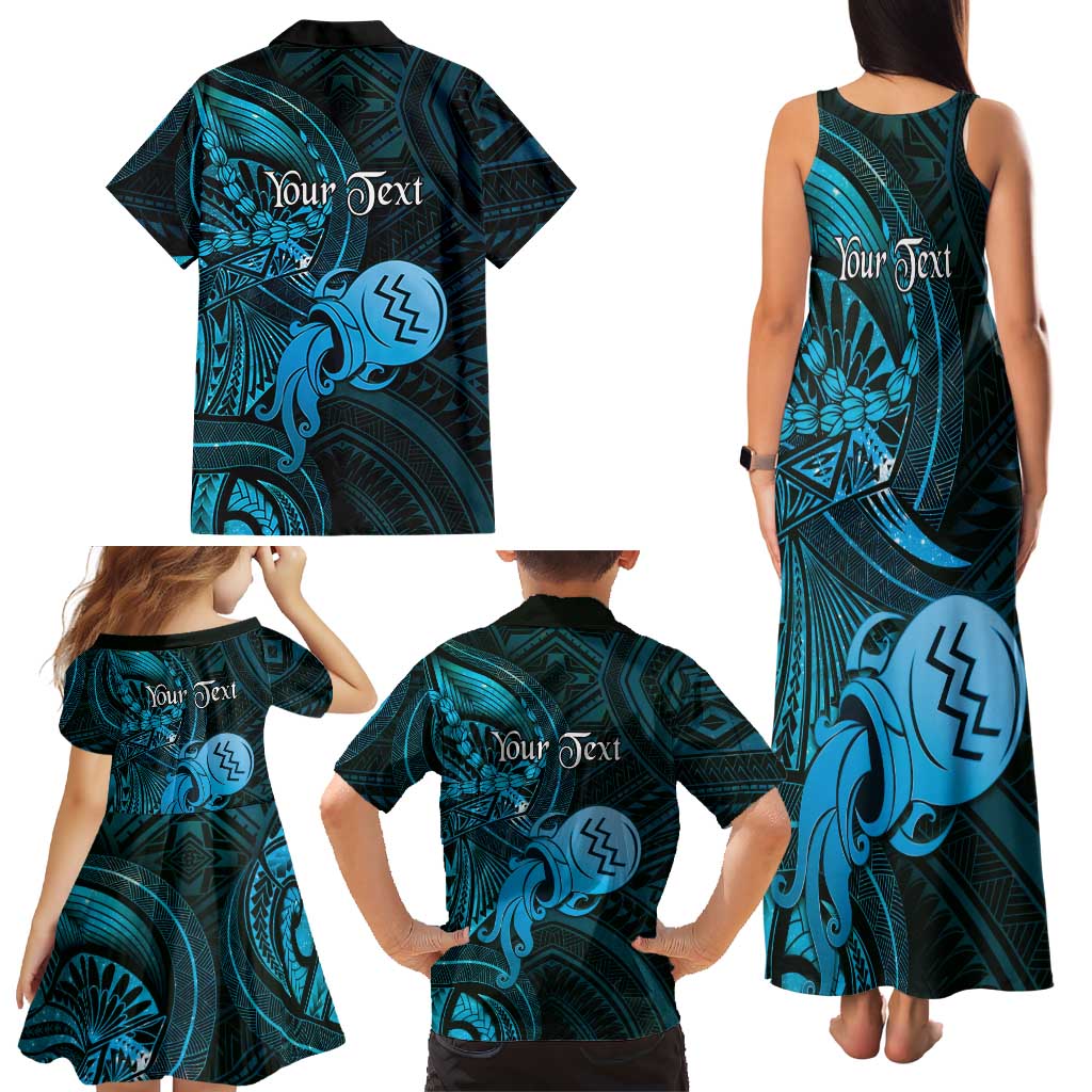 Personalised Polynesia Zodiac Aquarius Family Matching Tank Maxi Dress and Hawaiian Shirt Galaxy Polynesian Pattern Chest Tattoo Style LT14 - Polynesian Pride