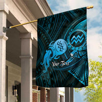 Personalised Polynesia Zodiac Aquarius Garden Flag Galaxy Polynesian Pattern Chest Tattoo Style LT14 House Flag Blue - Polynesian Pride