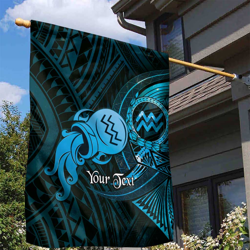 Personalised Polynesia Zodiac Aquarius Garden Flag Galaxy Polynesian Pattern Chest Tattoo Style LT14 - Polynesian Pride