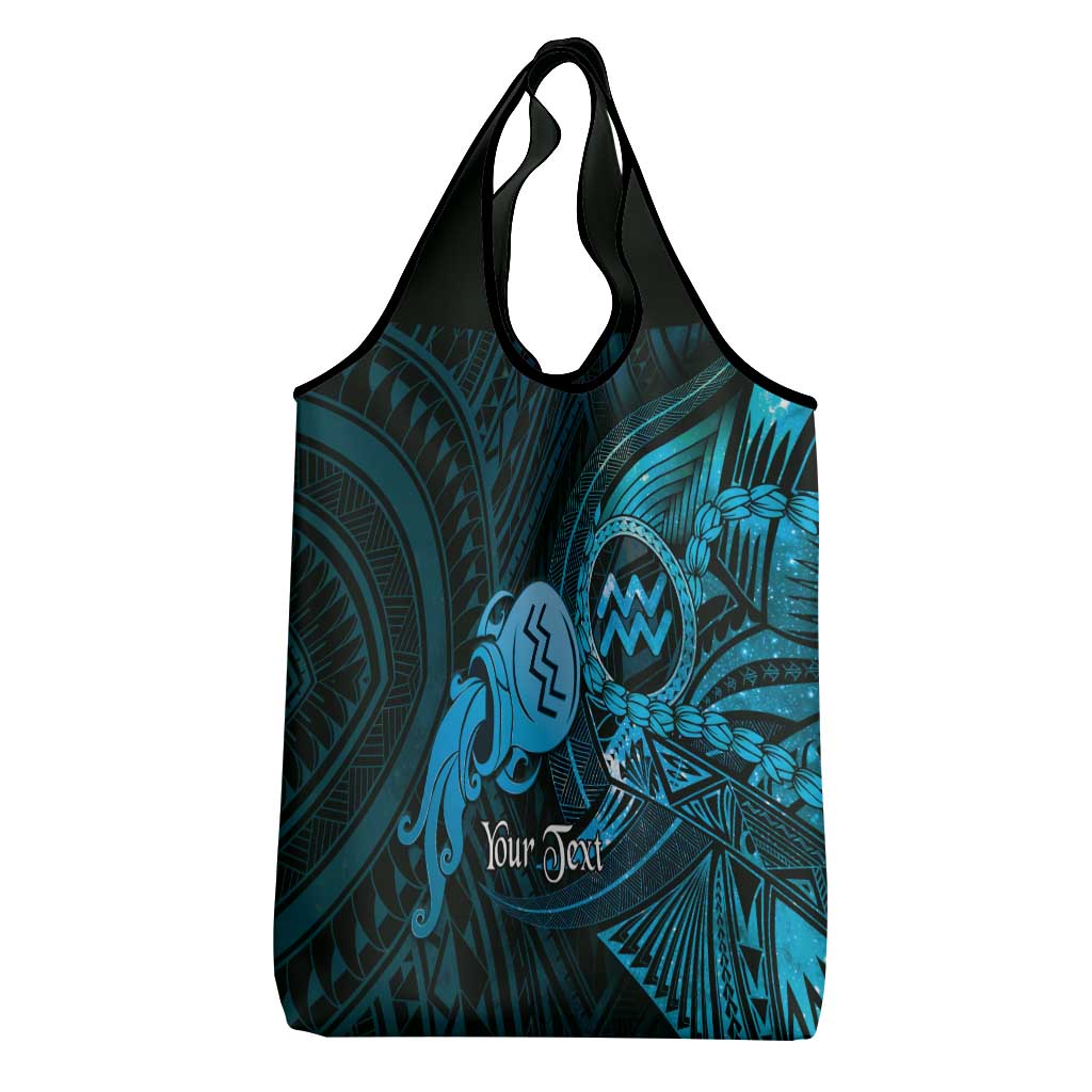 Personalised Polynesia Zodiac Aquarius Grocery Bag Galaxy Polynesian Pattern Chest Tattoo Style