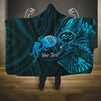 Personalised Polynesia Zodiac Aquarius Hooded Blanket Galaxy Polynesian Pattern Chest Tattoo Style