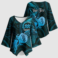 Personalised Polynesia Zodiac Aquarius Kimono Sleeve Blouse Galaxy Polynesian Pattern Chest Tattoo Style