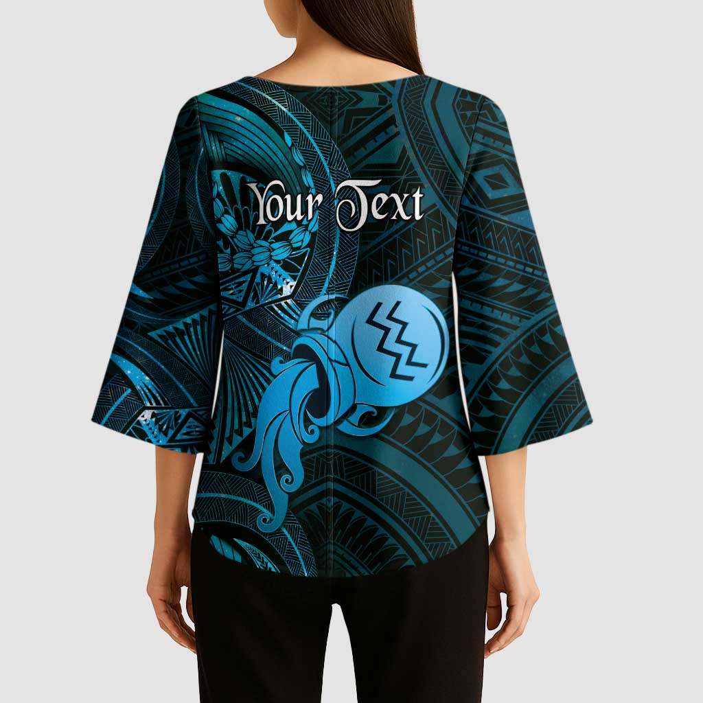 Personalised Polynesia Zodiac Aquarius Kimono Sleeve Blouse Galaxy Polynesian Pattern Chest Tattoo Style