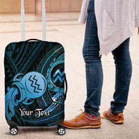 Personalised Polynesia Zodiac Aquarius Luggage Cover Galaxy Polynesian Pattern Chest Tattoo Style LT14 Blue - Polynesian Pride