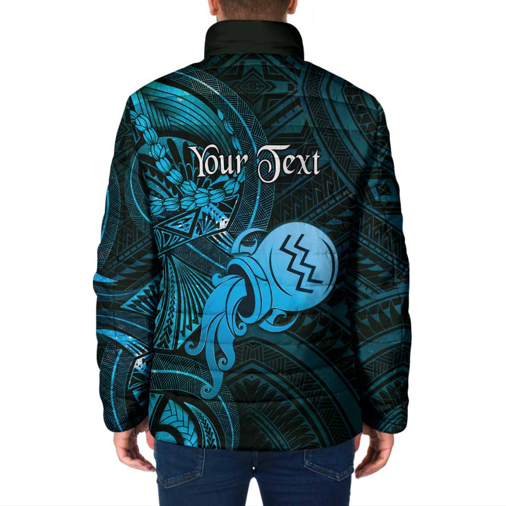 Personalised Polynesia Zodiac Aquarius Padded Jacket Galaxy Polynesian Pattern Chest Tattoo Style