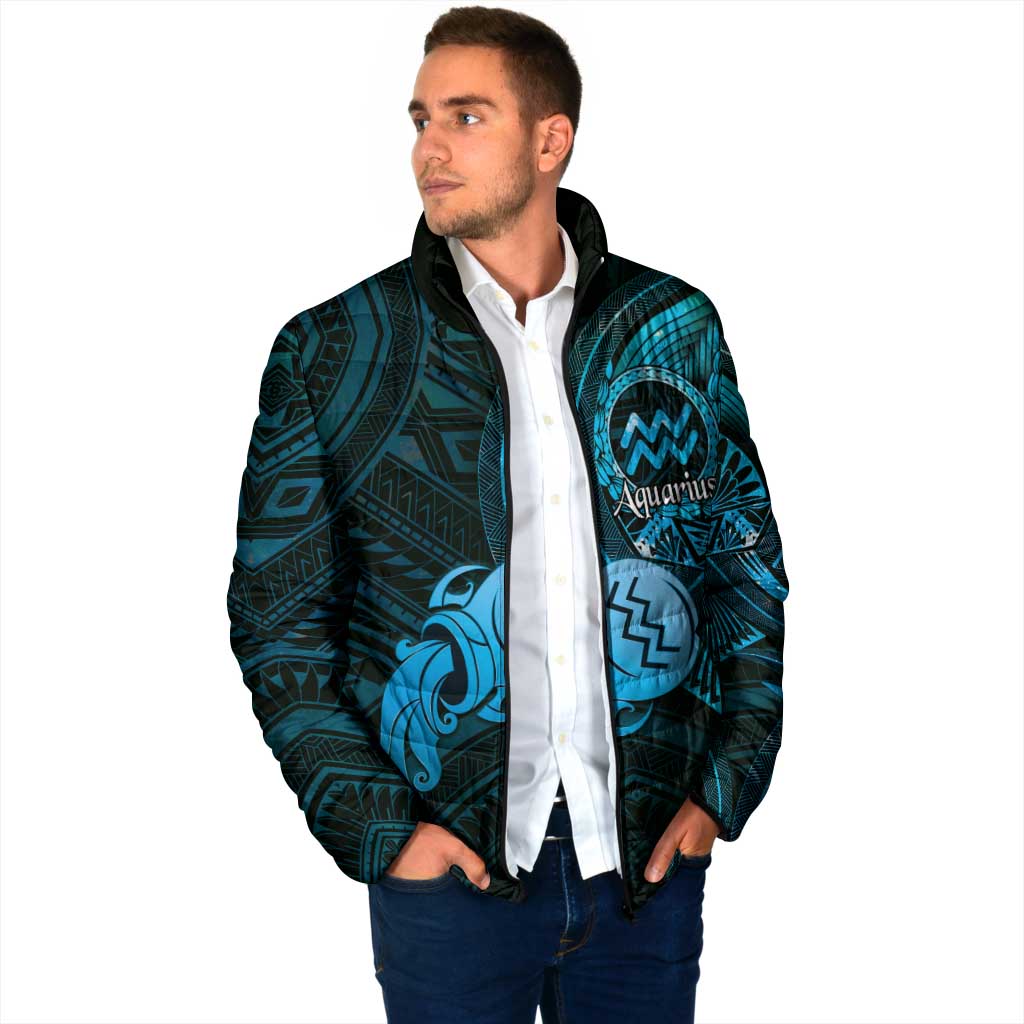Personalised Polynesia Zodiac Aquarius Padded Jacket Galaxy Polynesian Pattern Chest Tattoo Style