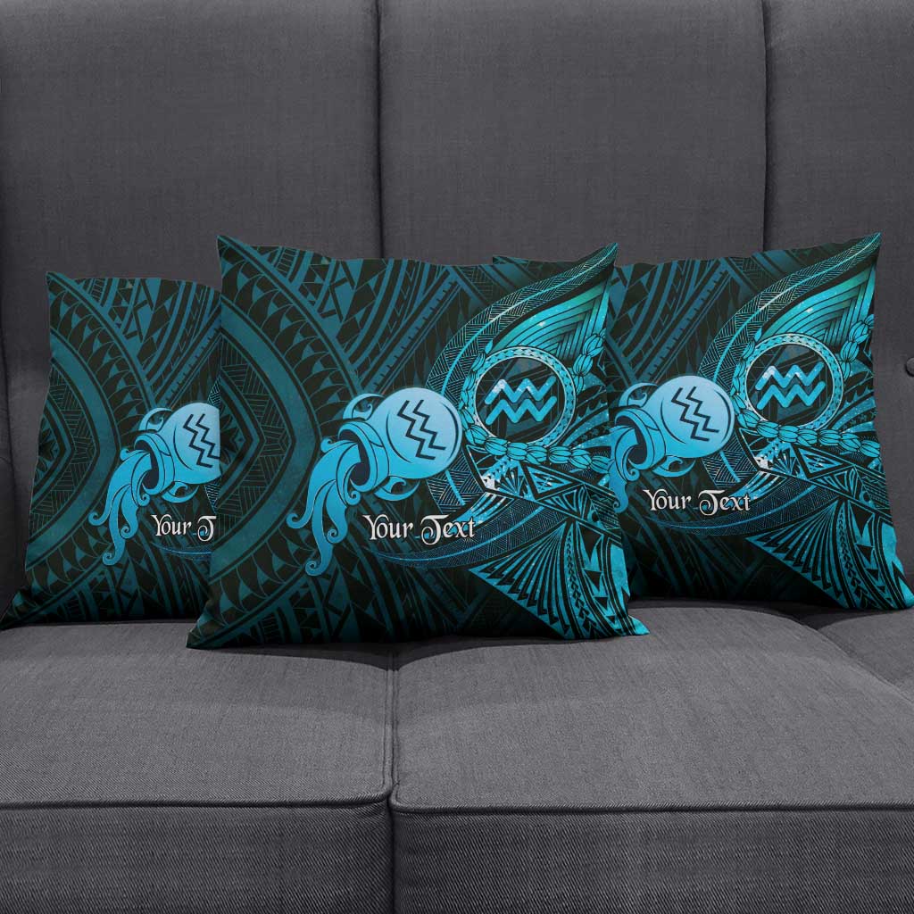 Personalised Polynesia Zodiac Aquarius Pillow Cover Galaxy Polynesian Pattern Chest Tattoo Style