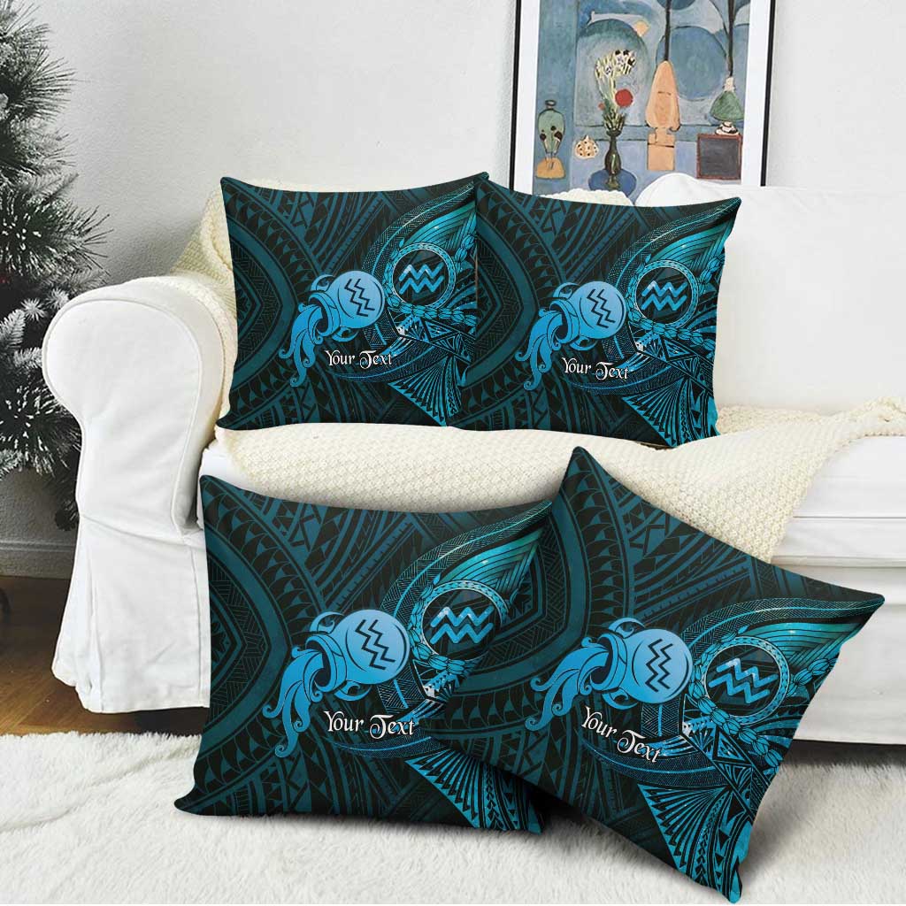 Personalised Polynesia Zodiac Aquarius Pillow Cover Galaxy Polynesian Pattern Chest Tattoo Style