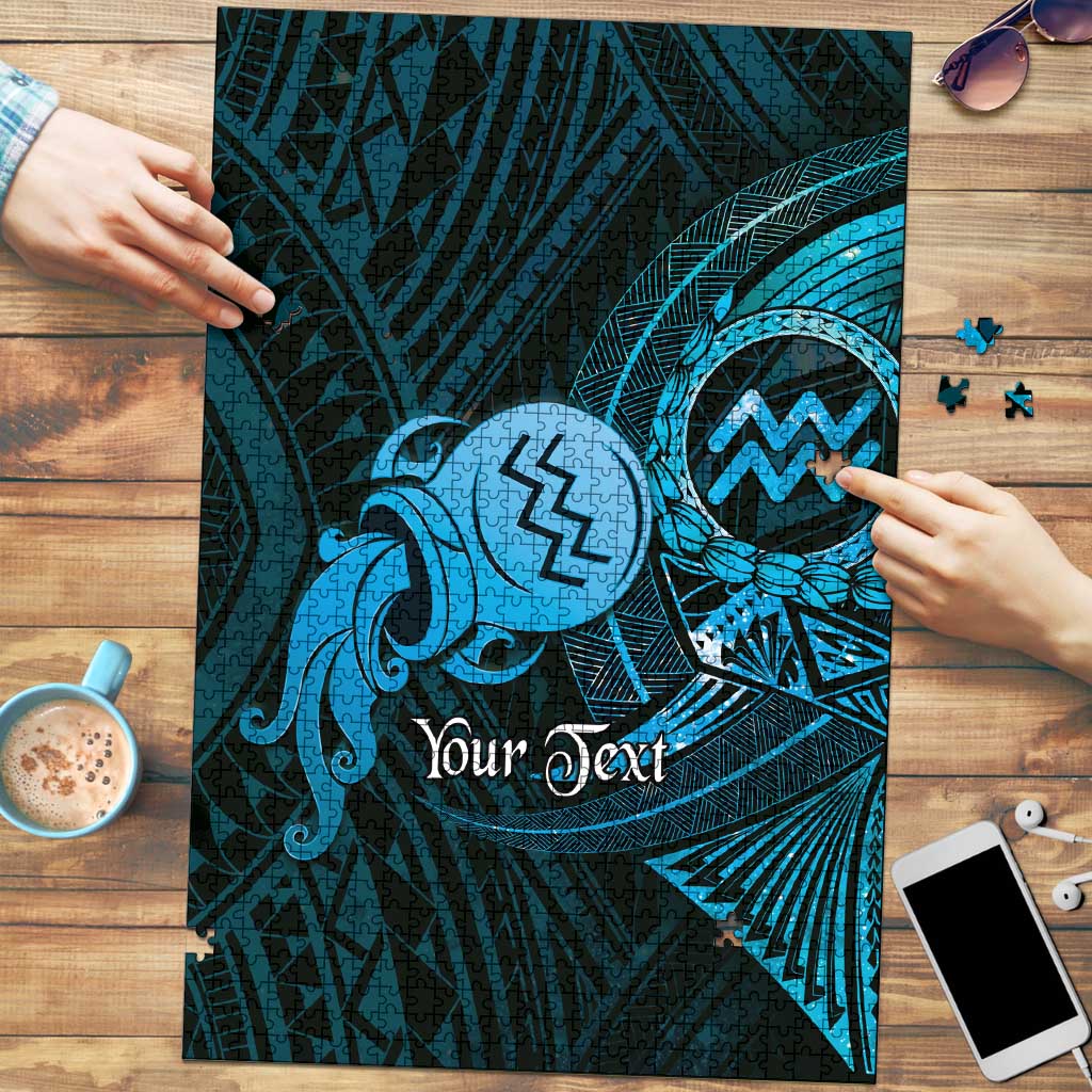 Personalised Polynesia Zodiac Aquarius Puzzle Galaxy Polynesian Pattern Chest Tattoo Style