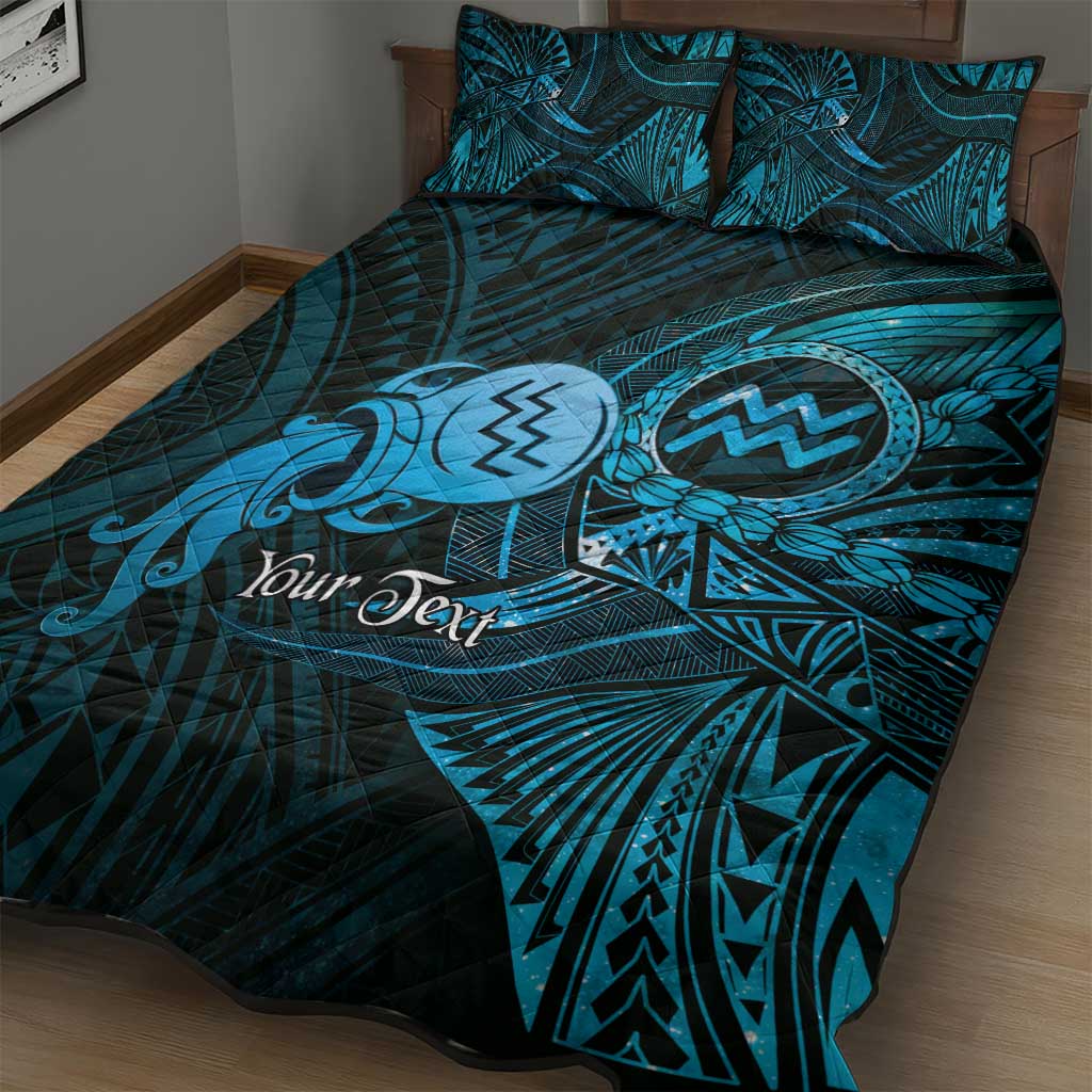 Personalised Polynesia Zodiac Aquarius Quilt Bed Set Galaxy Polynesian Pattern Chest Tattoo Style LT14 - Polynesian Pride
