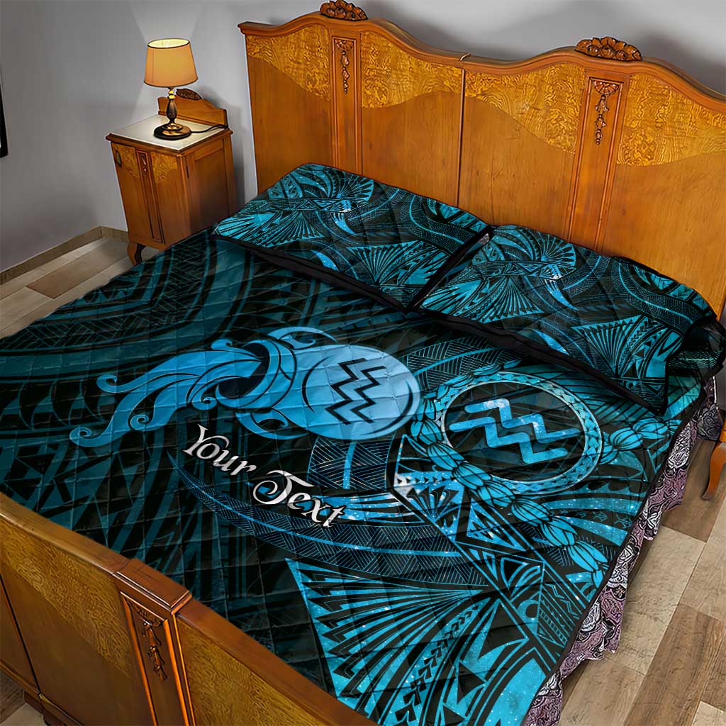 Personalised Polynesia Zodiac Aquarius Quilt Bed Set Galaxy Polynesian Pattern Chest Tattoo Style LT14 - Polynesian Pride