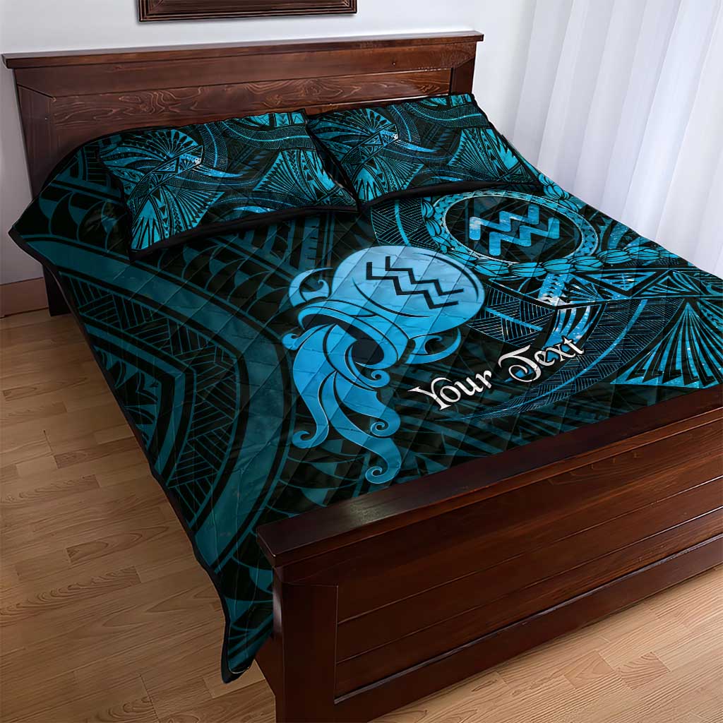 Personalised Polynesia Zodiac Aquarius Quilt Bed Set Galaxy Polynesian Pattern Chest Tattoo Style LT14 - Polynesian Pride