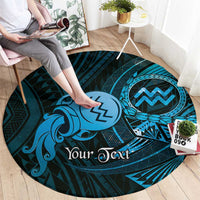 Personalised Polynesia Zodiac Aquarius Round Carpet Galaxy Polynesian Pattern Chest Tattoo Style